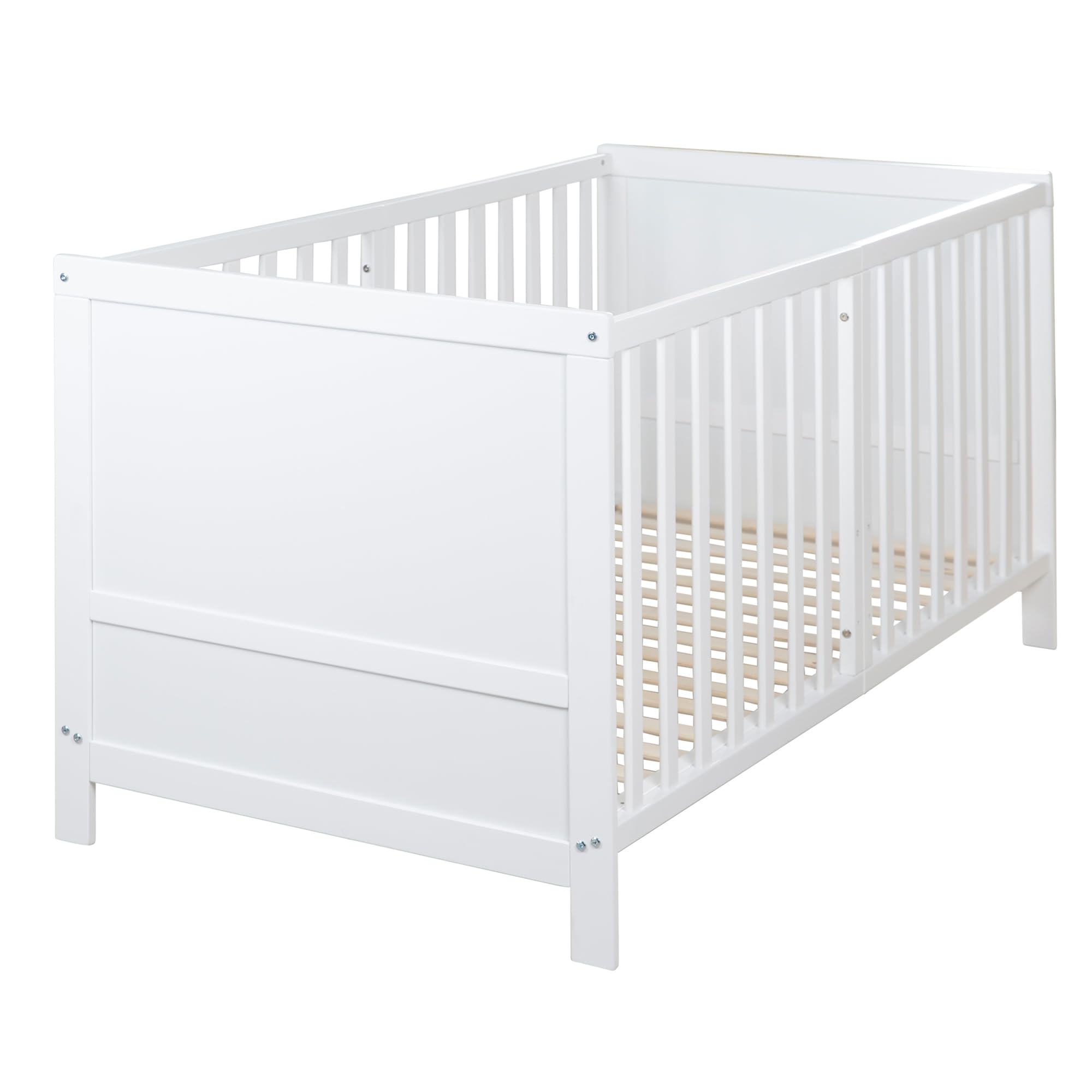 roba Lit Évolutif 70 x 140 cm Easy Sleep - Convertible en Canapé ou Lit Enfant - Jusqu'à 7 Ans - Hauteur Réglable - Coins de Conversion Inclus - 3 Barreaux Amovibles - Blanc