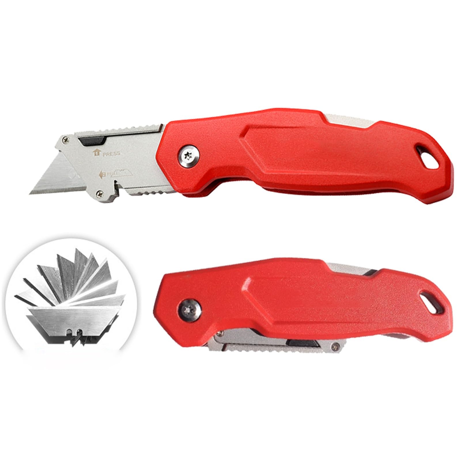 Navaja Multiusos Plegable de Alta Resistencia, Cortadora de Cajas de Construcción de Aleación de Aluminio Totalmente Metálica, Mango Ergonómico, Reemplazo Rápido de Hoja(*3)