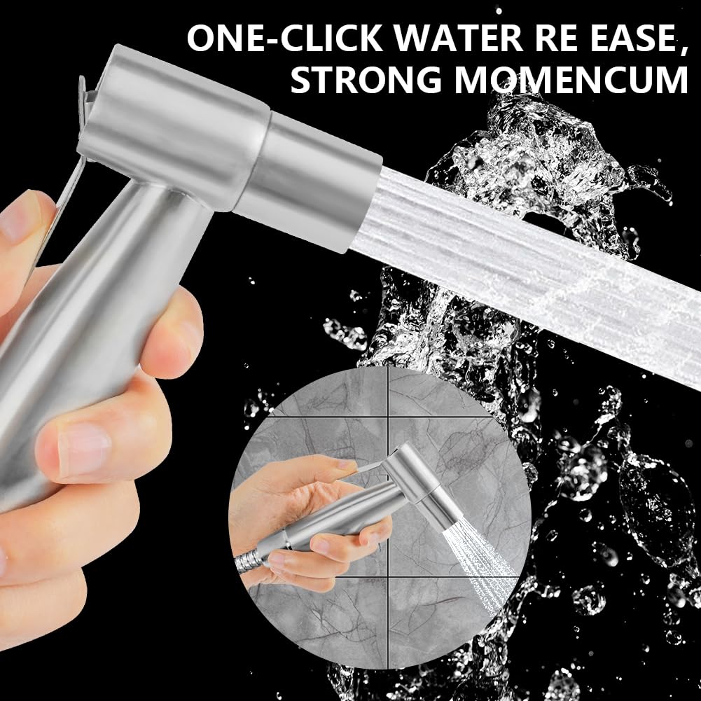 HOTUT Pulverizador para bidé de mano, Grifo para WC de Mano, Ducha Bidet Acero Inoxidable, Ducha Bidet para WC, Adecuado para Limpieza de Inodoros, Limpieza de Mascotas, Higiene Personal