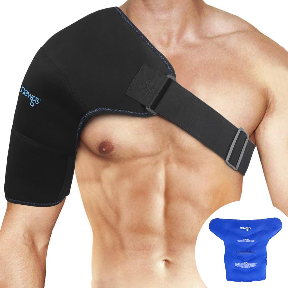 NEWGO Extra Large Shoulder Ice Pack Wrap for Rotator Cuff Cold Therapy, Gel Ice Pack for Injuries Reusable Cold Pack for Shoulder Swelling Discomfort After Surgery, Black