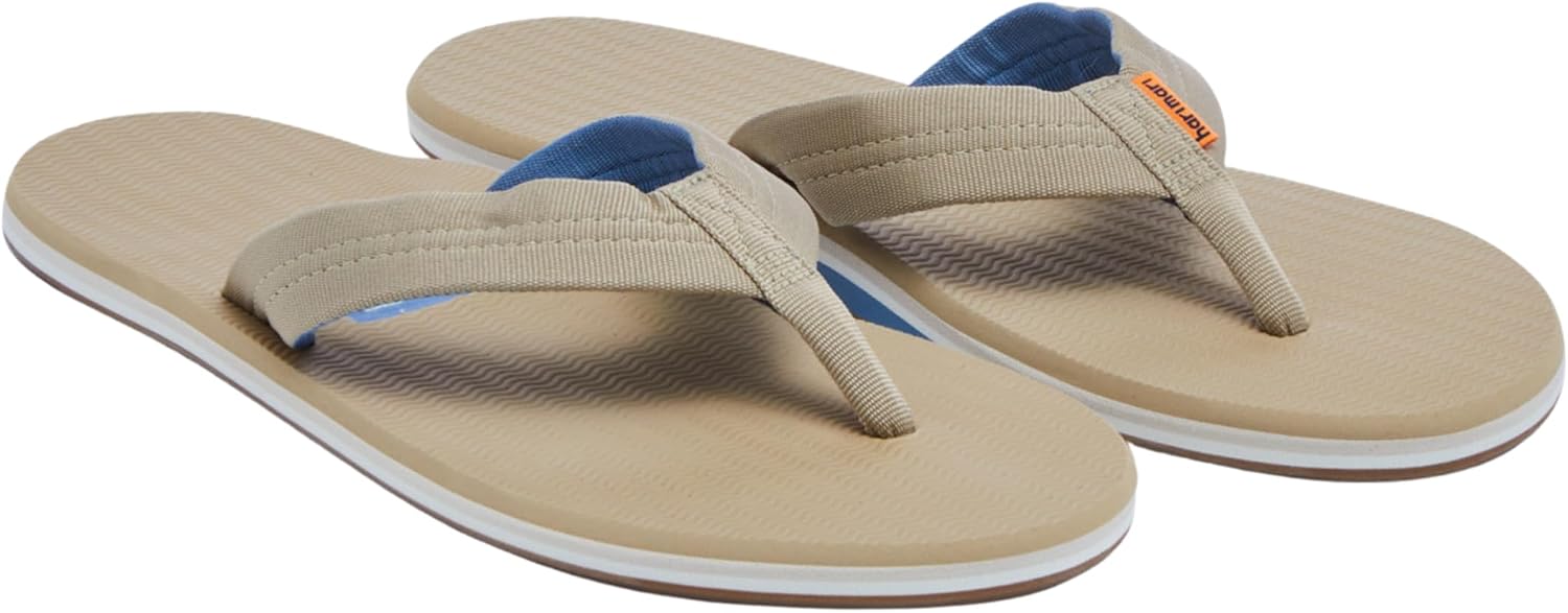 Hari Mari- Dunes- Men's Waterproof Boat Safe Colorful Rubber Flip Flops with Nylon Strap- No Break Ins, Firm Arch Support, Antimicrobial, and Floats in Water