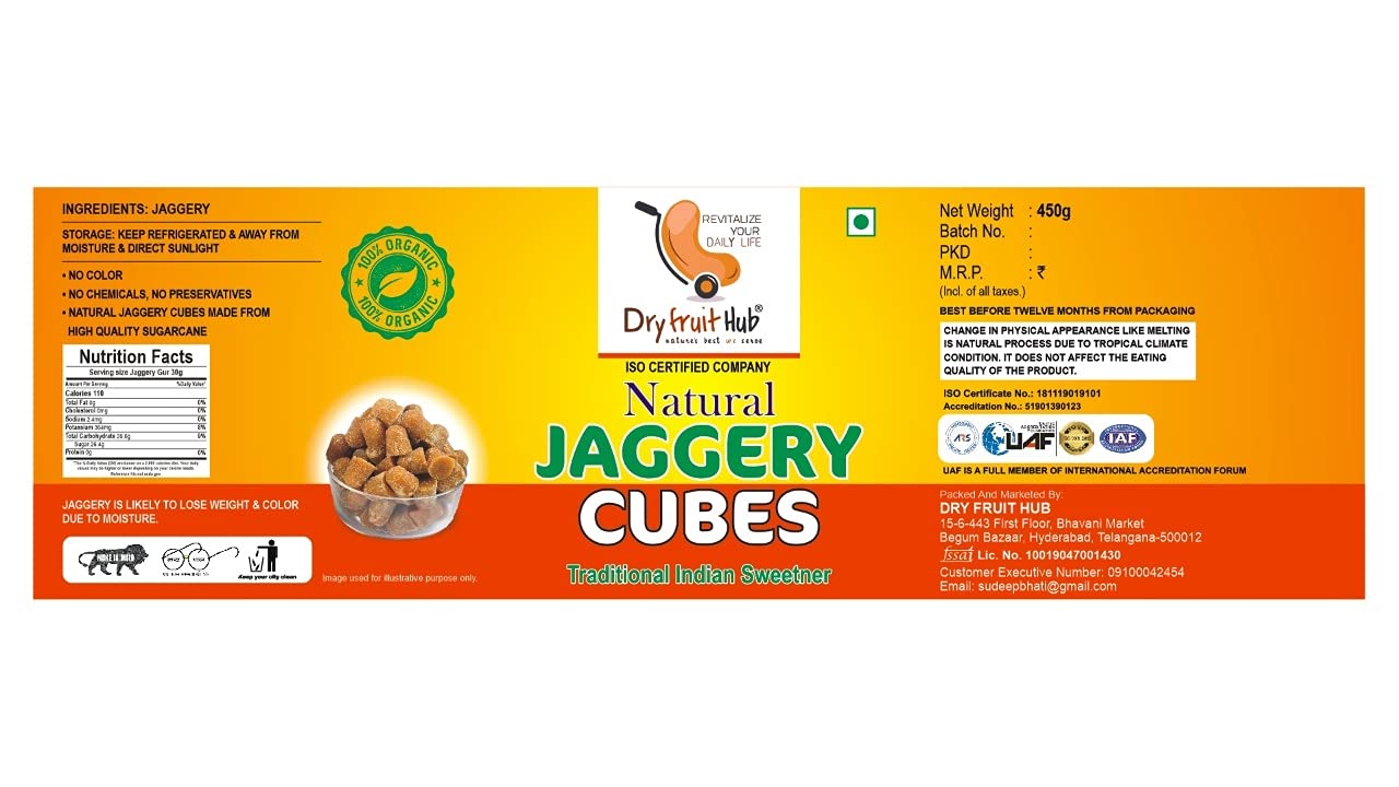 Dry Fruit Hub Jaggery Cubes 2 kg, rein, natürlich, ohne Konservierungsstoffe, Jaggery Cube, Gud Jaggery, Jaggery Organic Cubes