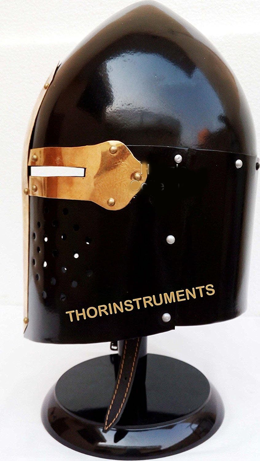 THOR INSTRUMENTS Medieval Knight Ancient Armor Roman Helmet Sugarloaf Spartan Helmet with Stand Rustic Vintage Home Decor Gifts