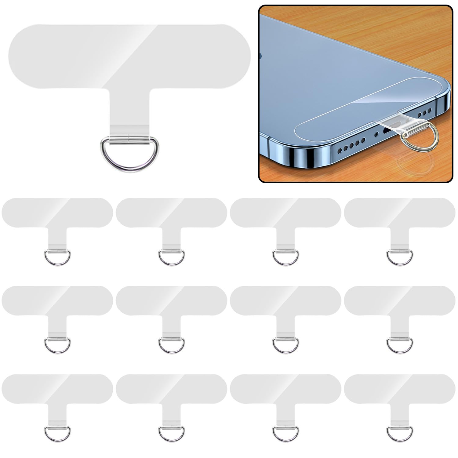 12 Pieces Phone Tether Tab,Universal Phone Lanyard Patch Without Adhesive,Phone Lanyard Replacement Part for Cell Phone Strap