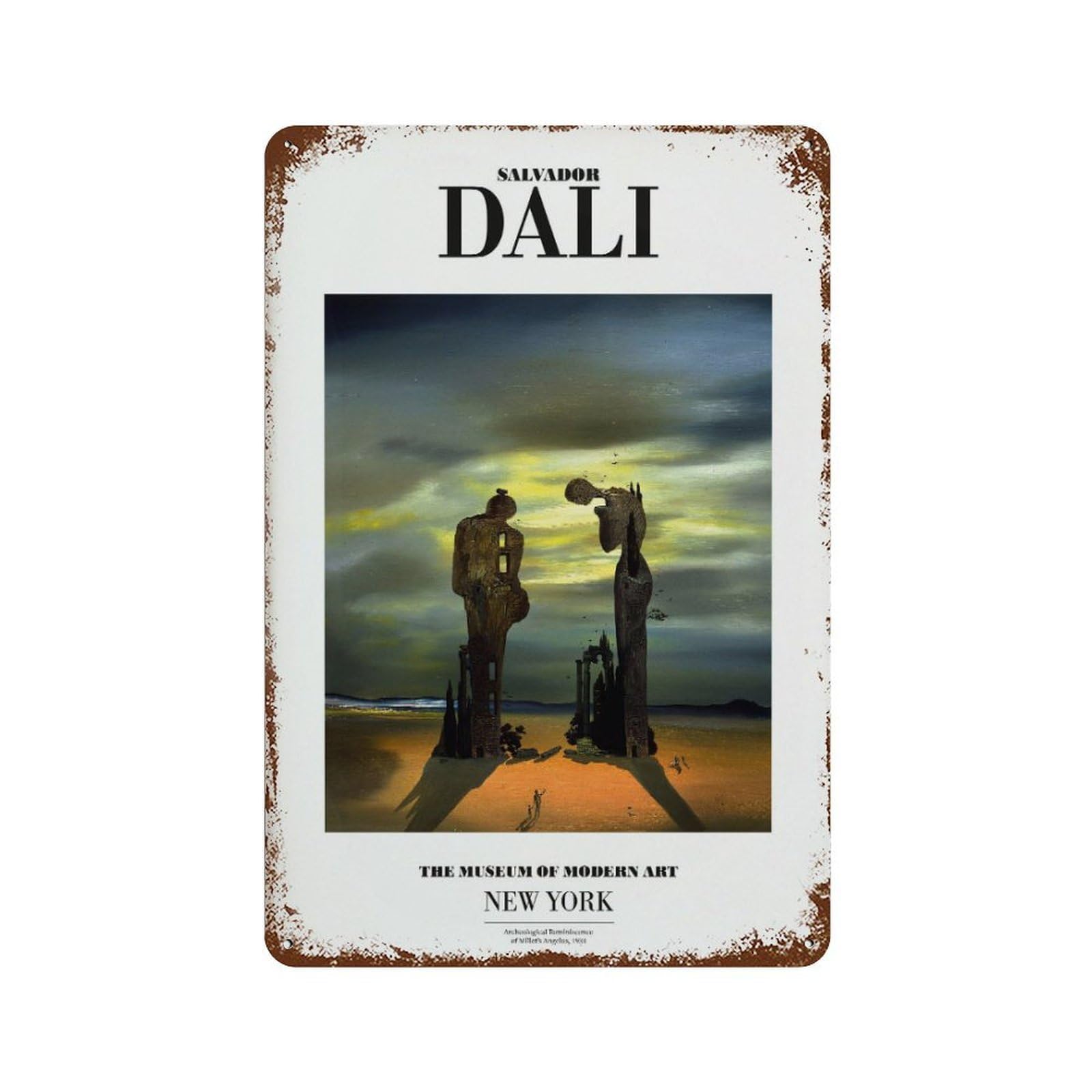 xiaoxiaoshen Salvador Dali Archeological Reminiscence, Surrealist Wall Decor Art Metal Tin Poster Modern Home Decor Art Home Bar Shop Decorations Vintage Sign 30x20cm
