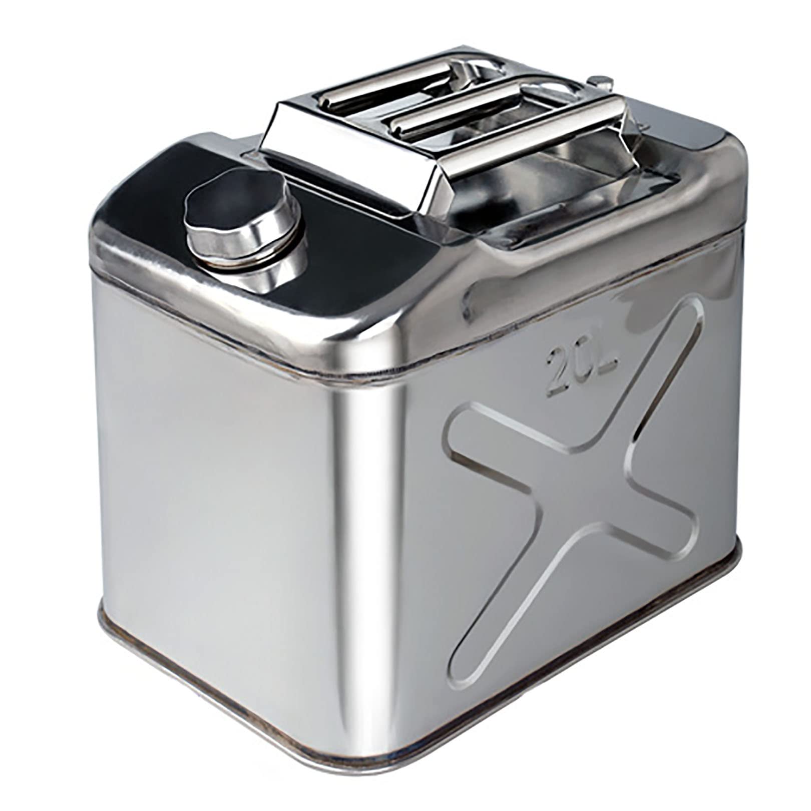 Réservoirs de carburant de grande capacité, bidons d'essence en acier inoxydable 304, support de jerrycan de voiture, bidons d'essence de moto et de voiture, récipient d'huile d'essence (rouge 20 L)