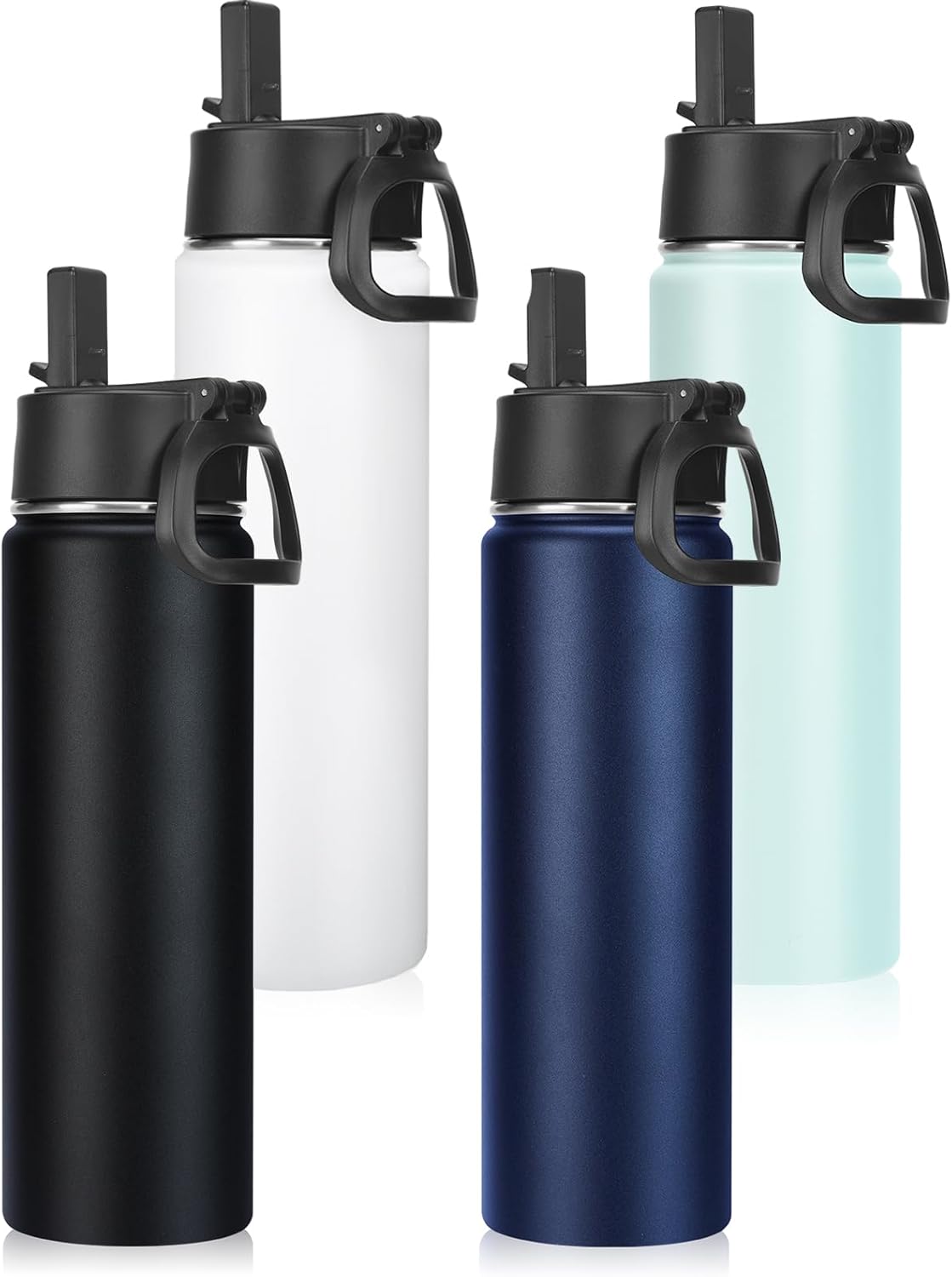 Neihepal Botellas de agua aisladas de 22 onzas a granel, botella de agua de acero inoxidable al vacío de doble pared con tapa a prueba de fugas para