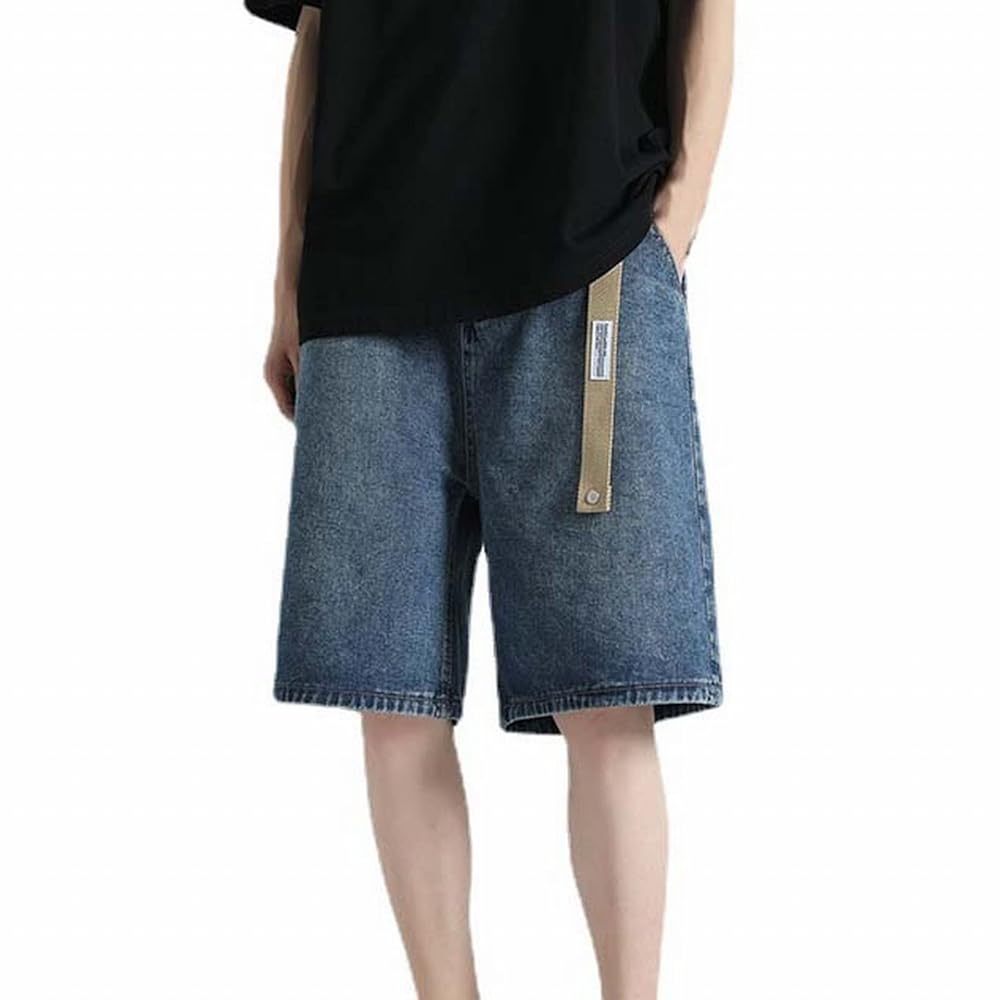 FUMOOD Summer Loose Denim Shorts for Men Casual Distressed