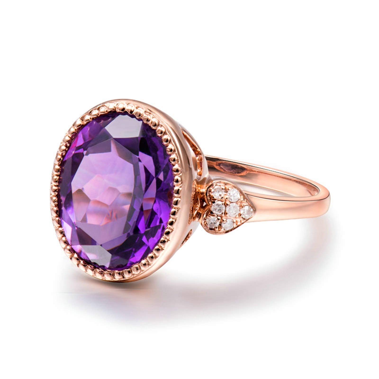 Obrączki małżeńskie, pierścionki zaręczynowe 4,64ct ametyst 18-karatowe różowe złoto diamentowe pierścionki biżuteria walentynkowa rozmiar 6,75-30