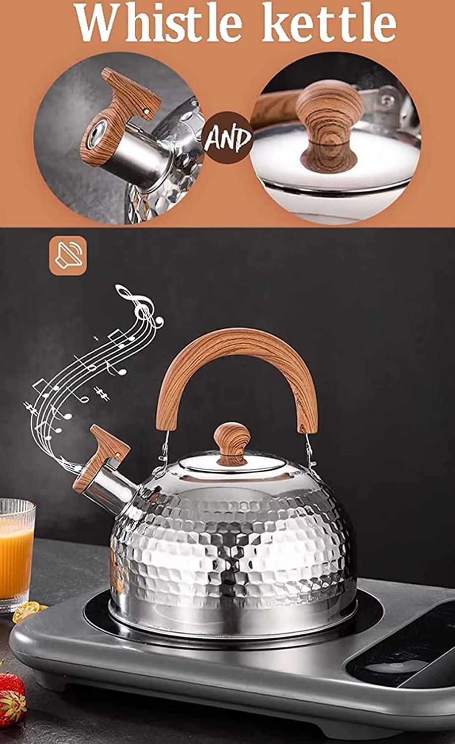 Czajnik z Gwizdkiem Czajnik Do Herbaty Ze Stali Nierdzewnej Dom Przenośny Gwizdek Czajniczek Ogólny Gwizdek Czajnik Do Kuchenki Gazowej Kuchenka Indukcyjna Gwizdanie Czajnik Czajnik Kuchenek(4L)