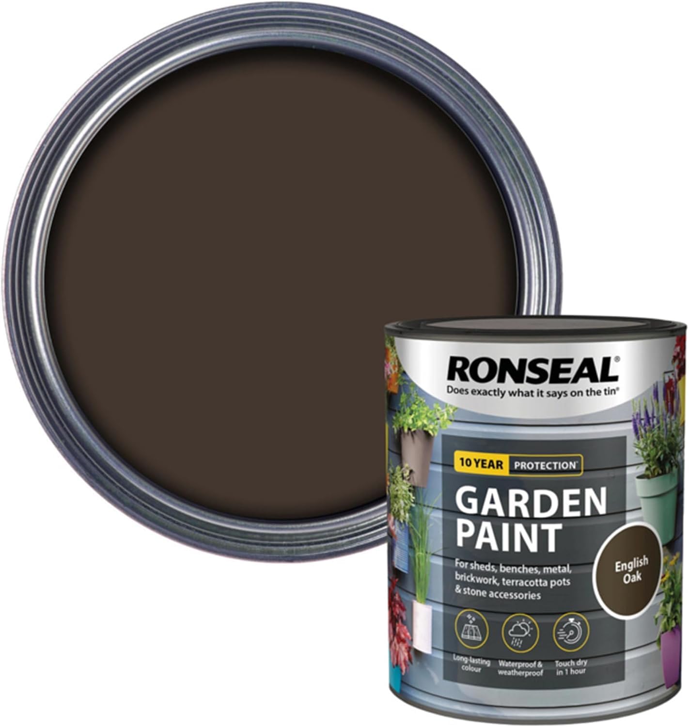 DUAYRA Garden Paint 750ml | Quick Drying Long Lasting Matt Finish | Multi-Surface Exterior Paints | For Wood, Brickwork, Bench, Stone & Metal | Outdoor Garden Fence Tough Protection (English Oak)