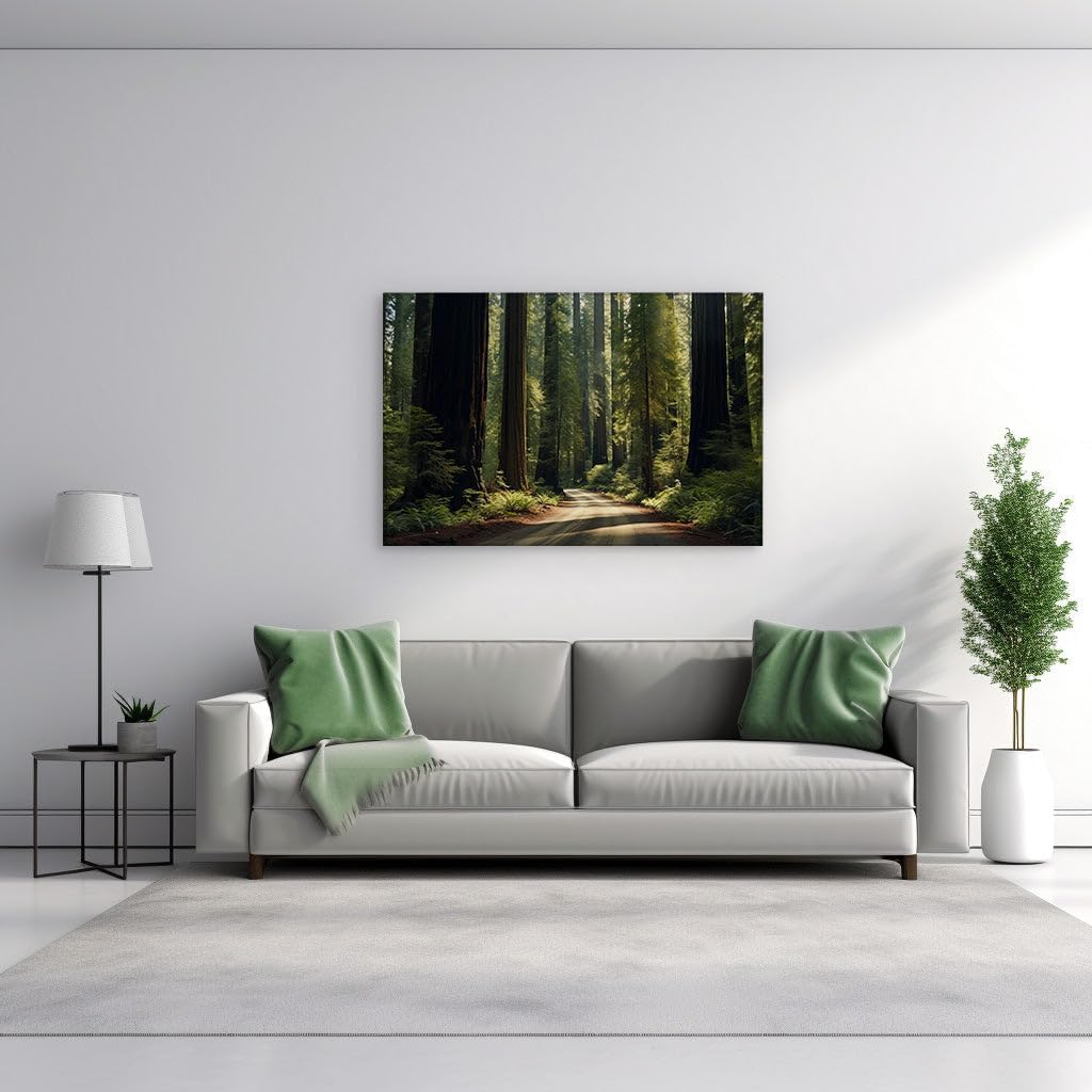 Canvas for Living room. Whispers of Nature's Embrace Along the Untraveled Forest Path, 27 x 18 inch Canvas Wall Art - Ready to Hang