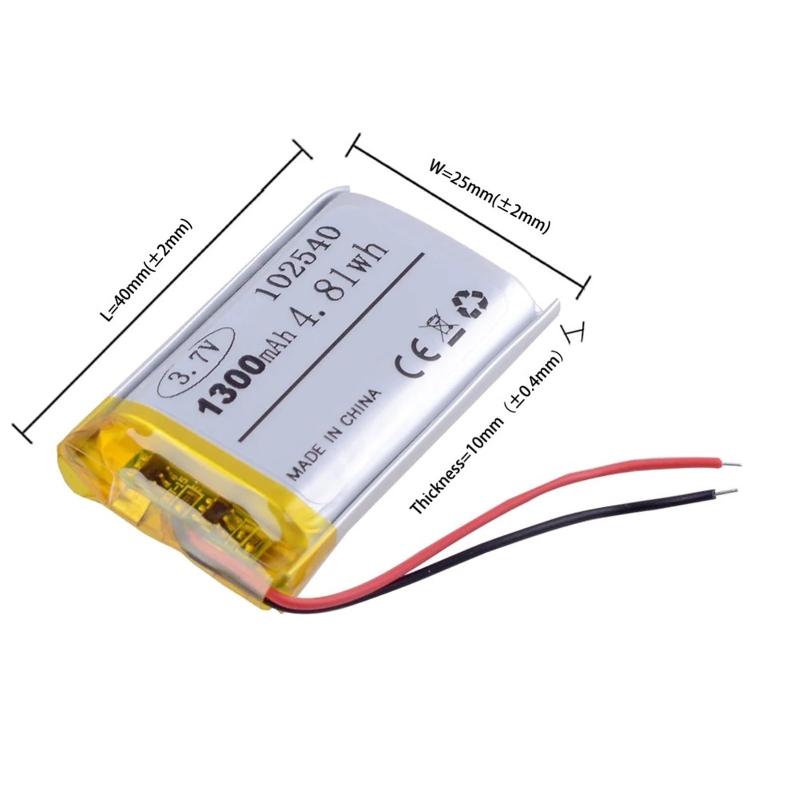 102540 3,7 V 1300 mAh 10pièce