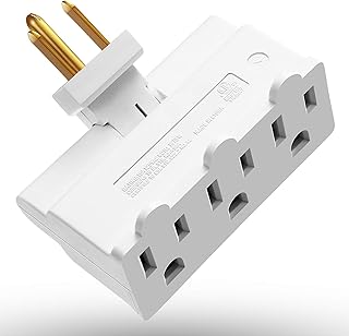 3 Outlet Wall Adapter, Fosmon ETL Listed 3-Prong Swivel Grounded Indoor AC Mini Plug Wall Outlet Extender Tap (White)