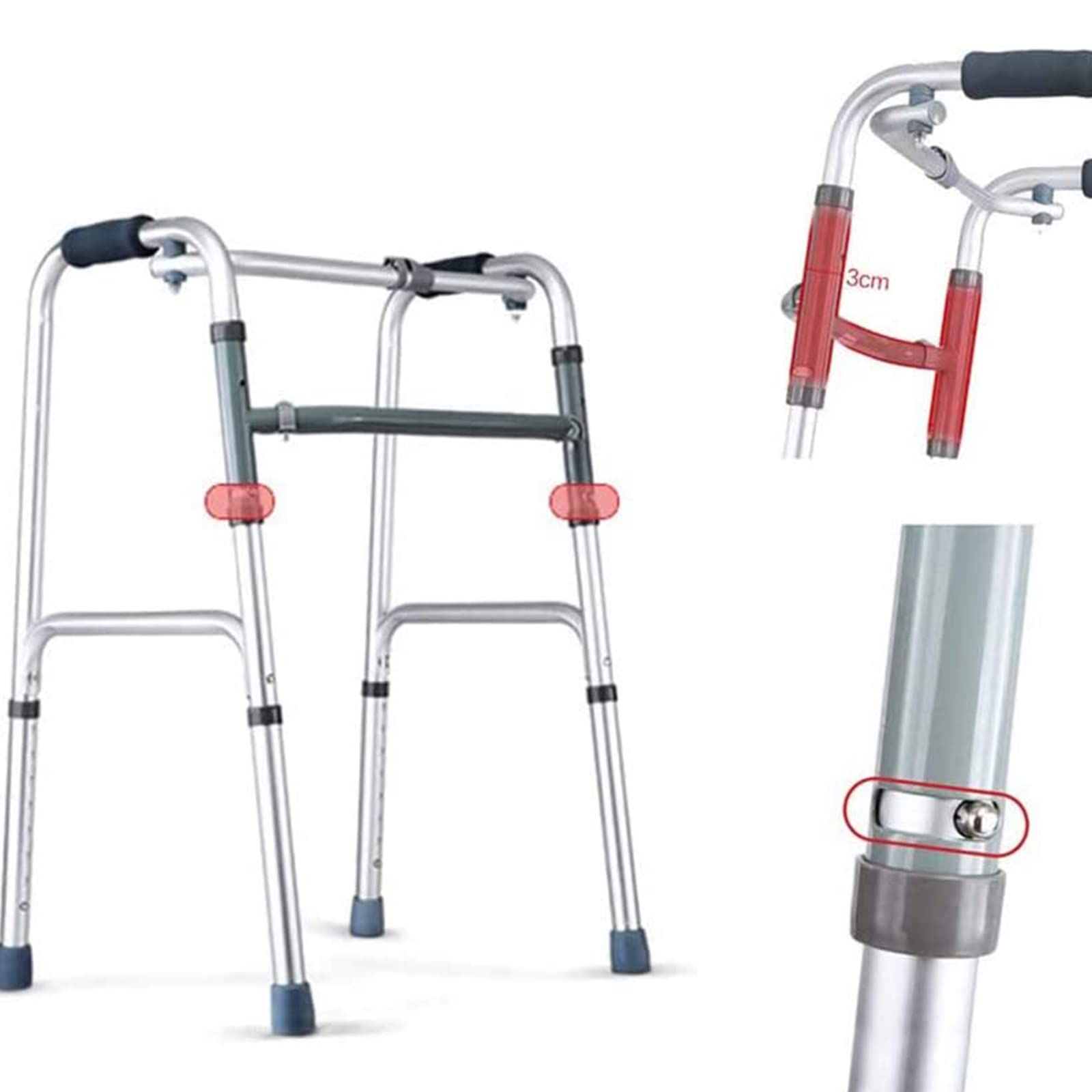 Andador Para Ancianos Con Dos Ruedas,Aluminio,Plegable,Regulable En Altura,Andadores Adultos