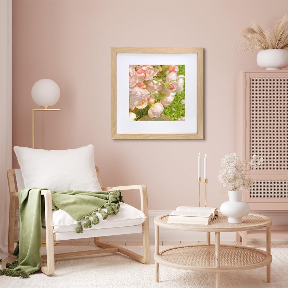 VNVNK Cornice in legno naturale, 53 x 53 cm, perfetta per foto da 53 x 53 cm senza passepartout o foto da 43 x 43 cm con tappetino, decorazione da parete per la casa, 1 pezzo