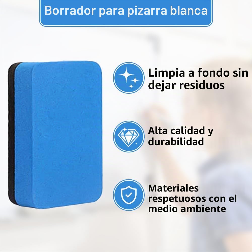Borrador de Pizarra Magnética de Espuma EVA, 4 Piezas, Imán Fuerte, Limpia sin Residuos