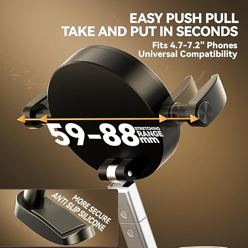 Miniatura 5 de Soporte de teléfono para automóvil, plegable, 2 en 1, con clip y succión magnética al vacío, ajustable en 360 para tablero de instrumentos universal