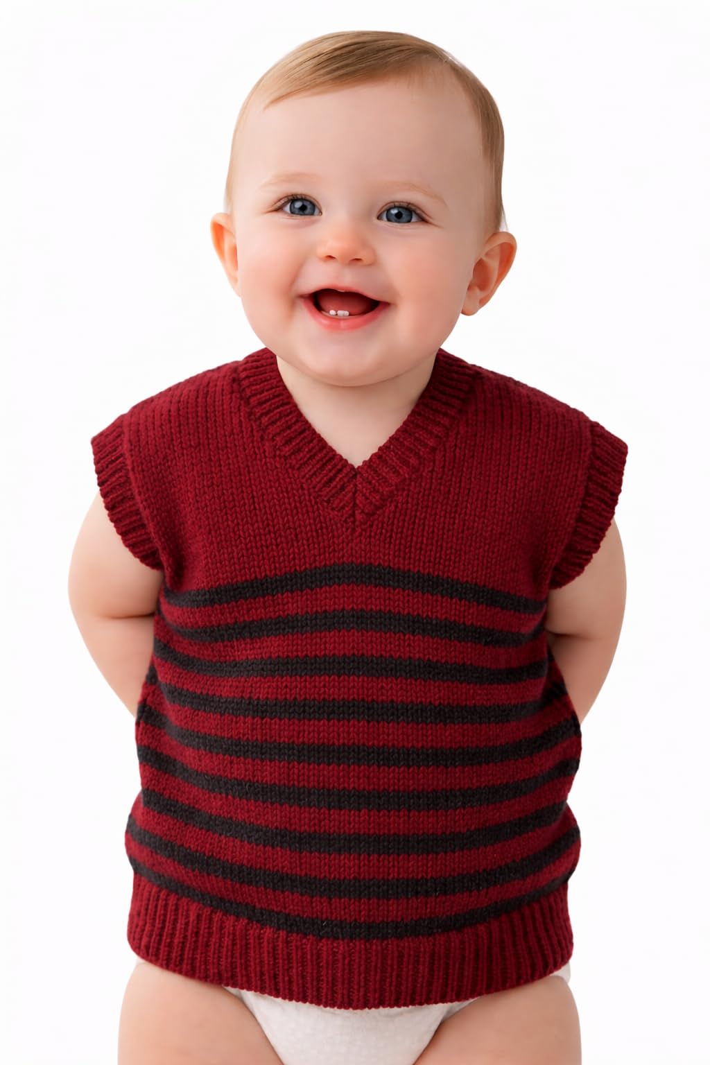 the creators Baby Knitted Sweater Vest, V-Neck, Sleeveless, Infant Knitwear-picture-3