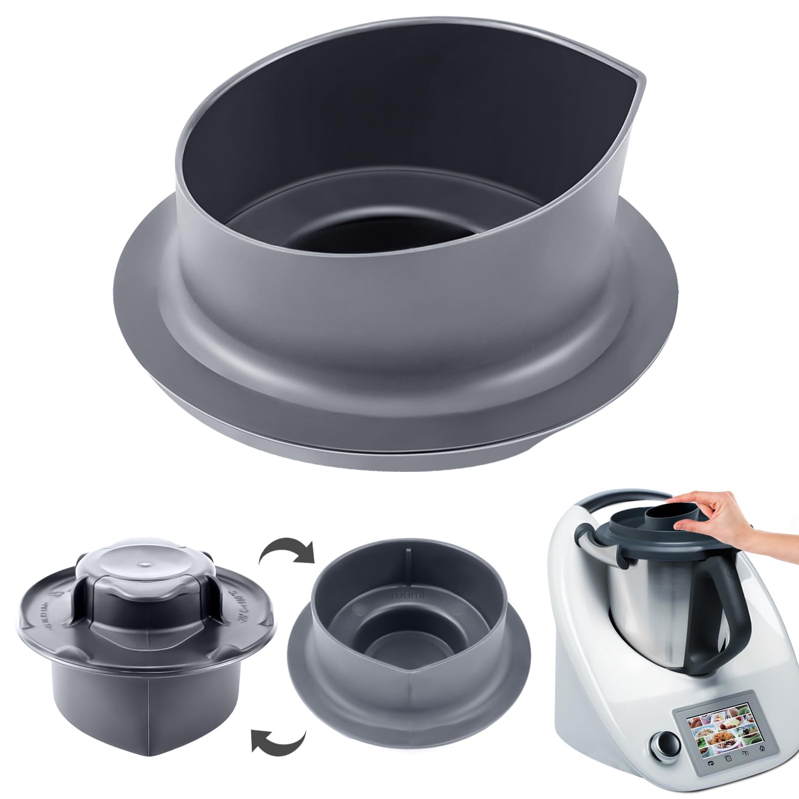 LPZMPZ Measuring Cup Compatible with Vorwerk Thermomix TM5 and TM6 Food Processor, 100 ml Thermomix Accessories, Thermomix Lid with 100 ml and 50 ml Scale for Thermomix Measuring Cup