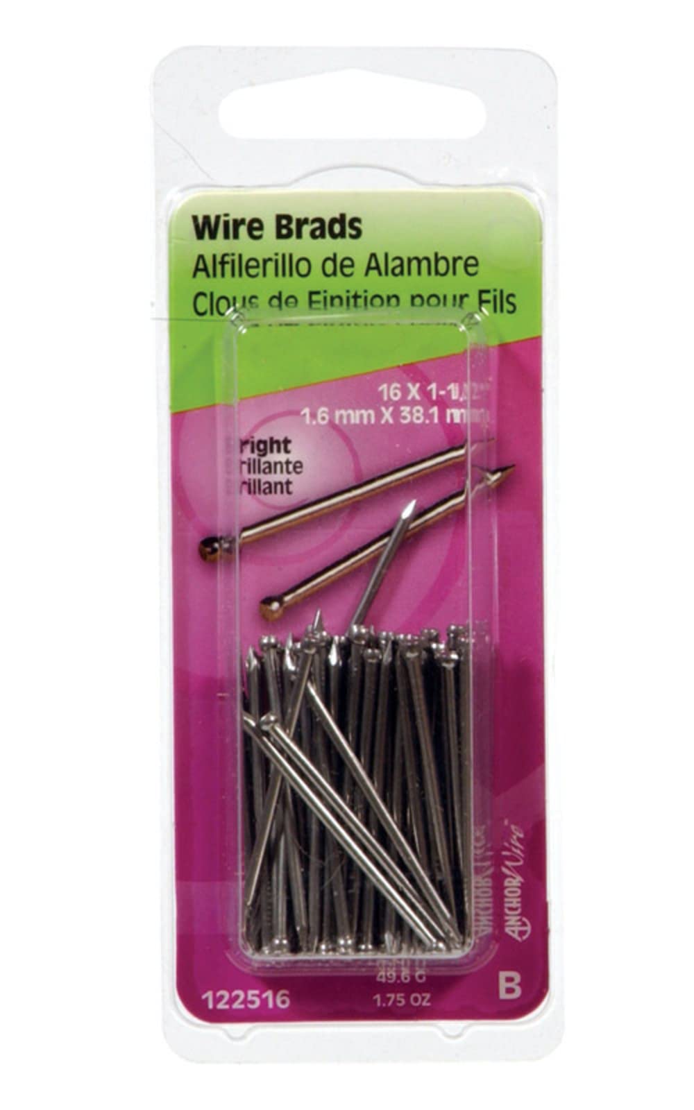 Bright Wire Brads, 3,8 cm. x 16, 50 g.