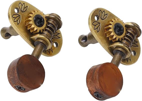 4Pcs Ukulele Tuning Pegs, Acoustic Guitar Locking Tuners, 2R 2L Machine Heads, Elegant Rosewood Bronze Zinc Alloy Ukulele Tuners with Sleeves and Screws for 4 String Ukulele Guitar
