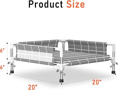 Miniatura 6 de Cama elevada para perros con valla de tres lados y cojín extraíble, patas antideslizantes, diseño estable, fácil montaje, relajación en interiores y