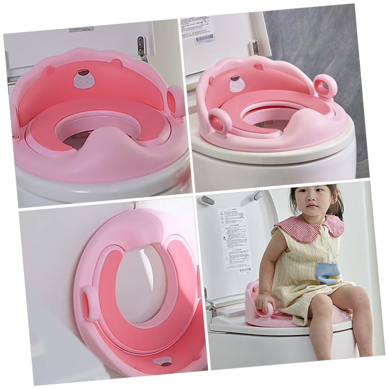 Toilet Trainer with Soft TPE Cushion and Non-Slip Base Portable Potty Seat with Removable Ladder for Boys and Lion-Themed Pink Design Independent Toilet Use