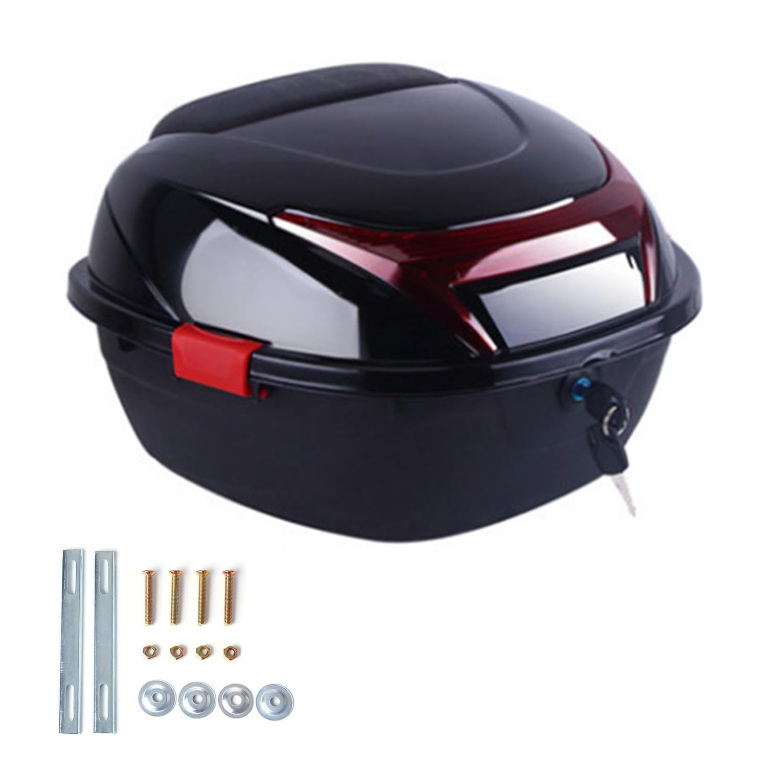 JEDAL Bauletto per moto Baule Motociclo Scooter 35L Bagaglio per Moto con serratura di sicurezza Valigia moto con schienale (Colore : Nero)