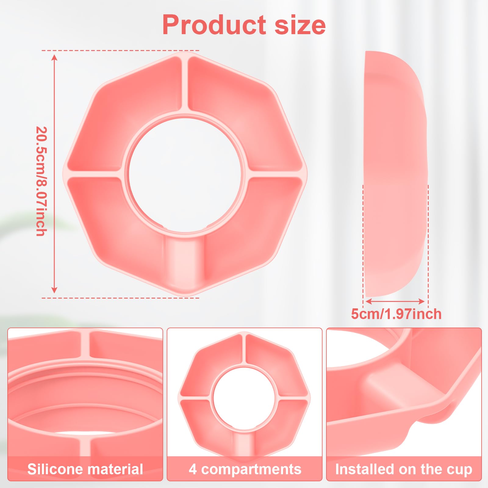 Stanley Vassoio In Silicone Per Snack Con Coperchio – 1,18 Litri, Rosa, Adatto A Bicchieri Stanley, Accessorio Auto Con Tappo Antigoccia