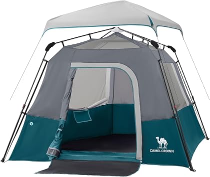 CAMEL CROWN 4/6 Person Instant Cabin Tent, Pop Up Windproof Tents for Camping, 60-Second Setup Family Tent with Carry Bag for Outdoor Hiking