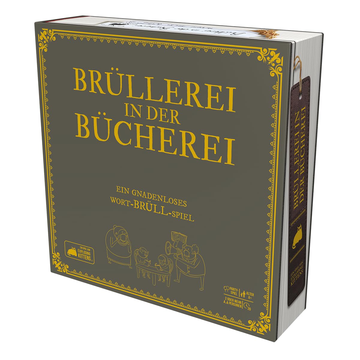 Exploding Kittens, Brullerei in Biblioteca, versione tedesca, gioco per feste con parole senza grazia per 2+ giocatori dagli 8 anni in su, pensa rapidamente, non complicato con 20 minuti di gioco