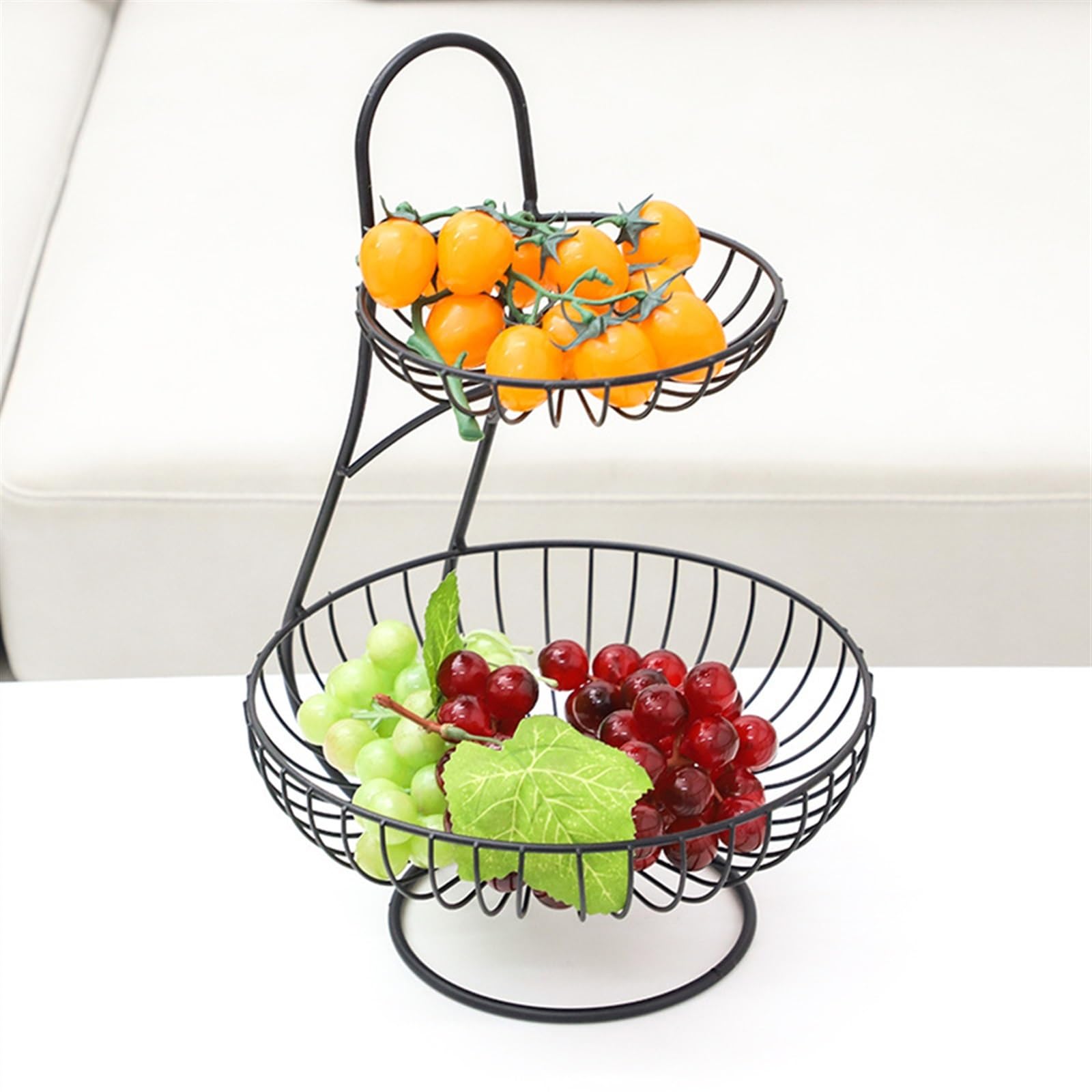 Cesta de frutas Cesta de fruta de Metal de 2 niveles, marco de hierro de acero inoxidable, cesta de fruta, cesta for el hogar, estante for cuencos, almacenamiento de verduras, organizador de cocina Cu