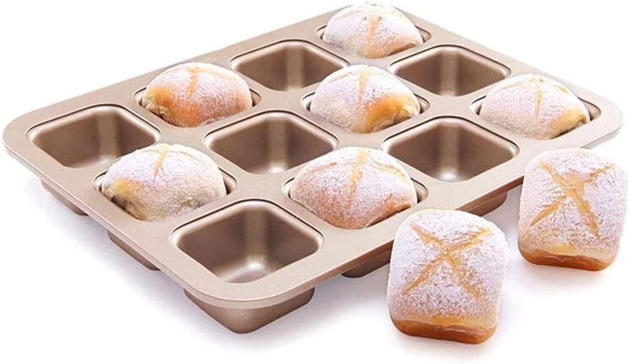 Non-Stick Carbon Steel Baking Cake Pans Set Cake Bread Dessert Bakeware 12 Cup Square Loaf Pans for Bread Baking Carbon Steel Loaf Bakeware