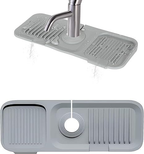 Joyhalo Protector contra salpicaduras para fregadero de cocina de 14.5 pulgadas, tapete de secado para grifo de fregadero, protector contra