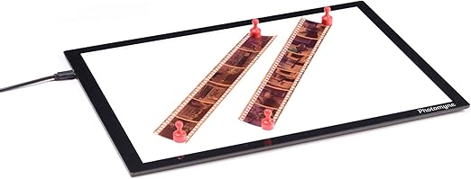 Magnetic Slide Viewer Light Box | Light Pad Backlight | A4 Negative Viewer | Film Negatives & Old Slides Scanning | Hands-Free Ultra-Thin Light Table | Ultimate Brightness (with USB Adapter) - Black