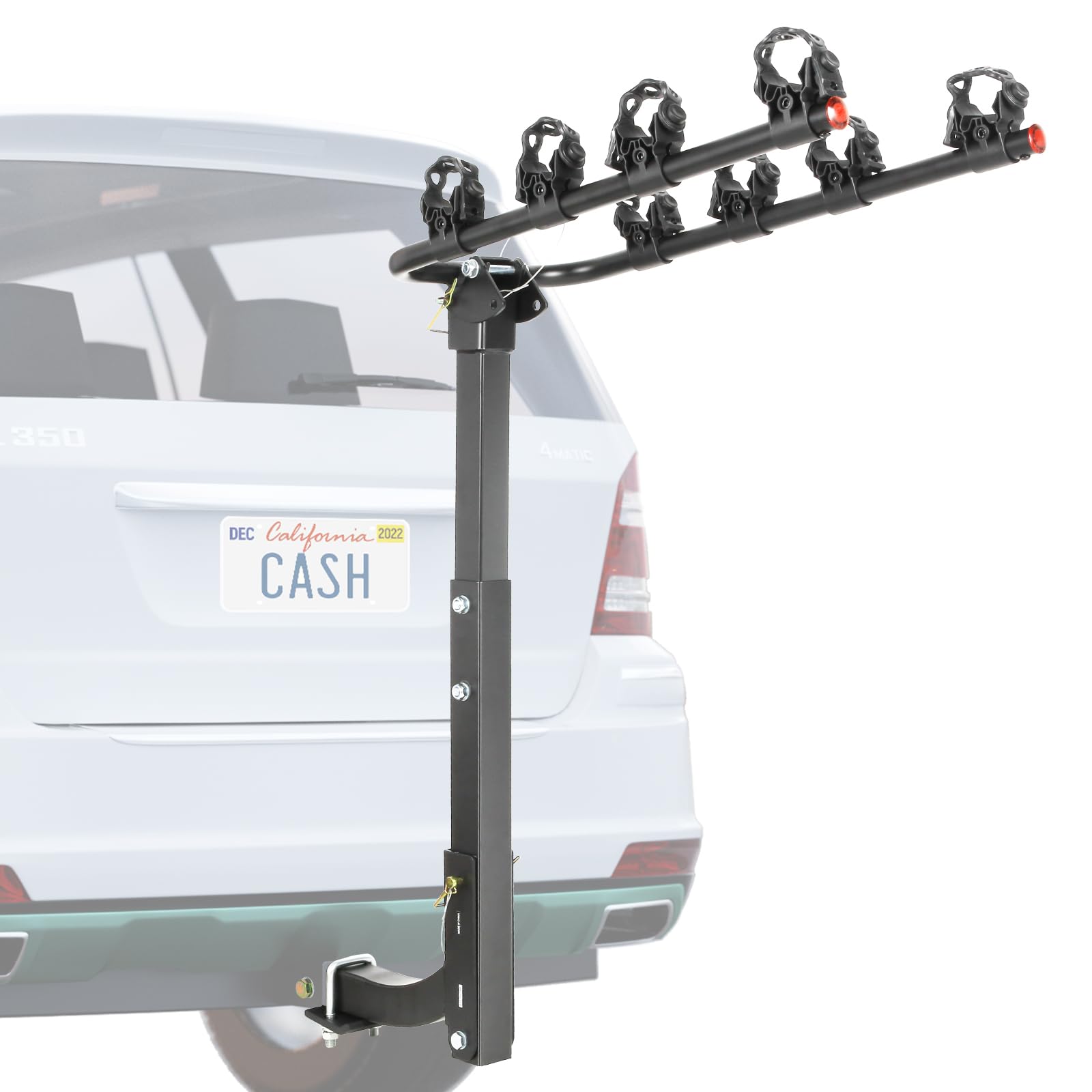 WEIZE 5 Bike Rack Hitch Mount, Wobble Free Smart Tilting Foldable Bicycle Electric Bike Racks, 2" Hitch Fits Up to 100 lbs Capacity with Up to 4" Tires for Car