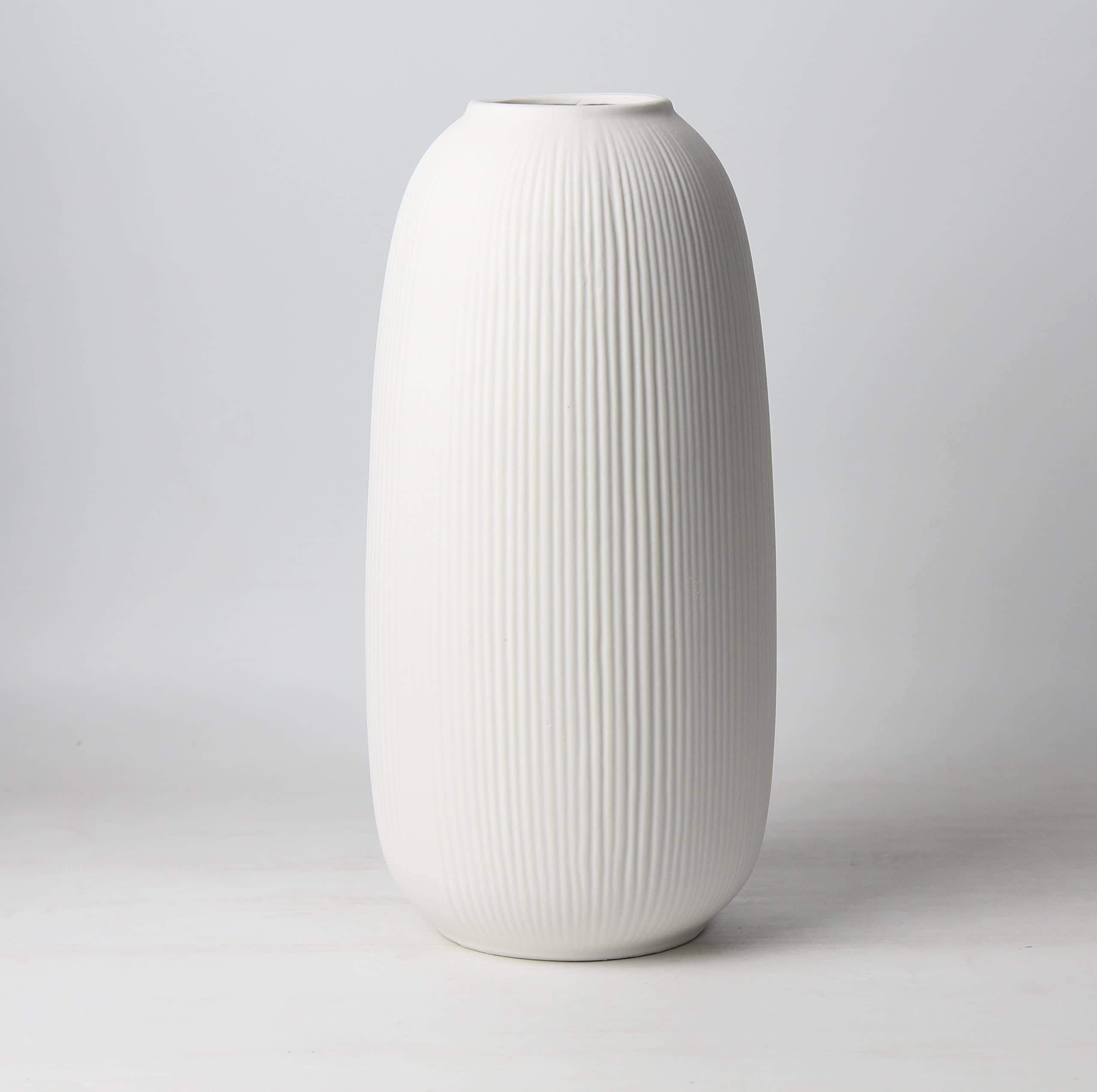 Olly & Rose Vaso Portsea Line In Ceramica Nero Opaco 25 Cm – Fatto A Mano, Per Fiori E Piante