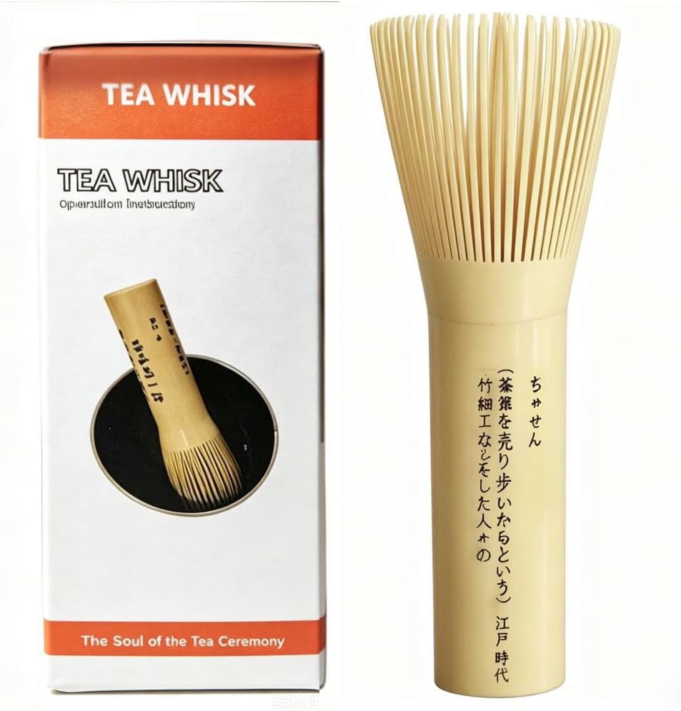 Matcha Whisk - Reusable PP Chasen, Traditional Handcrafted Japanese Matcha Tea Mixer Brush Mixing Tool Accessory for Tea Preparation, Easy to Clean (Yellow)