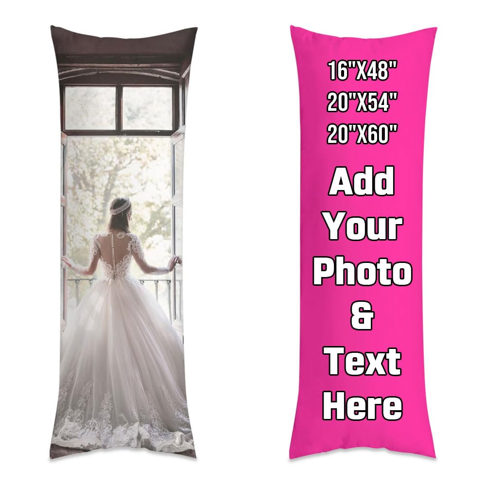 EXYLANOR Custom Pillow with Picture Text Name Pillowcase Photo Long Body Pillowcase, Customized Throw Pillow Cover, Two-Sides Design for Christmas