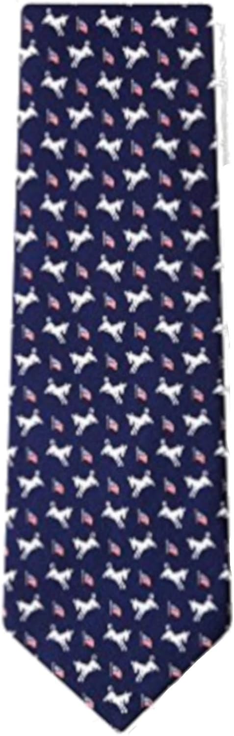 Men's 100% Silk Navy Blue Democratic Donkeys & American Flags Tie Necktie