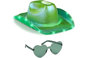 Neon Green Light-Up Cowboy Hat and Glasses: The Ultimate Cowgirl Accessory