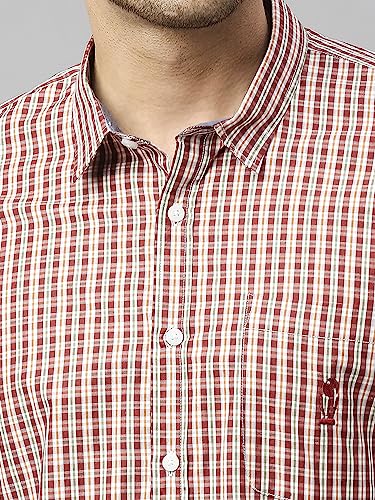 Image of Thomas Scott Mens | Half Sleeve Checkes | Printed | Slim Fit | 100% Cotton | Spread Collar | Shirts