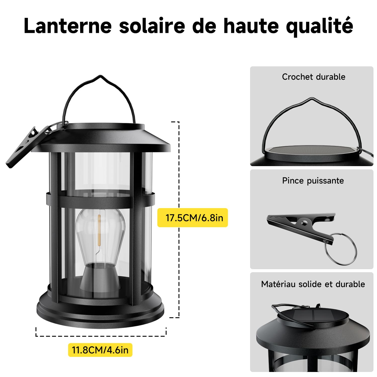 Lanterne Solaire 2 Pièces 2 X Lanterne Solaire Creuse D'extérieur, Suspension Solaire, Luminaire Lampe Solaire étanche IP65