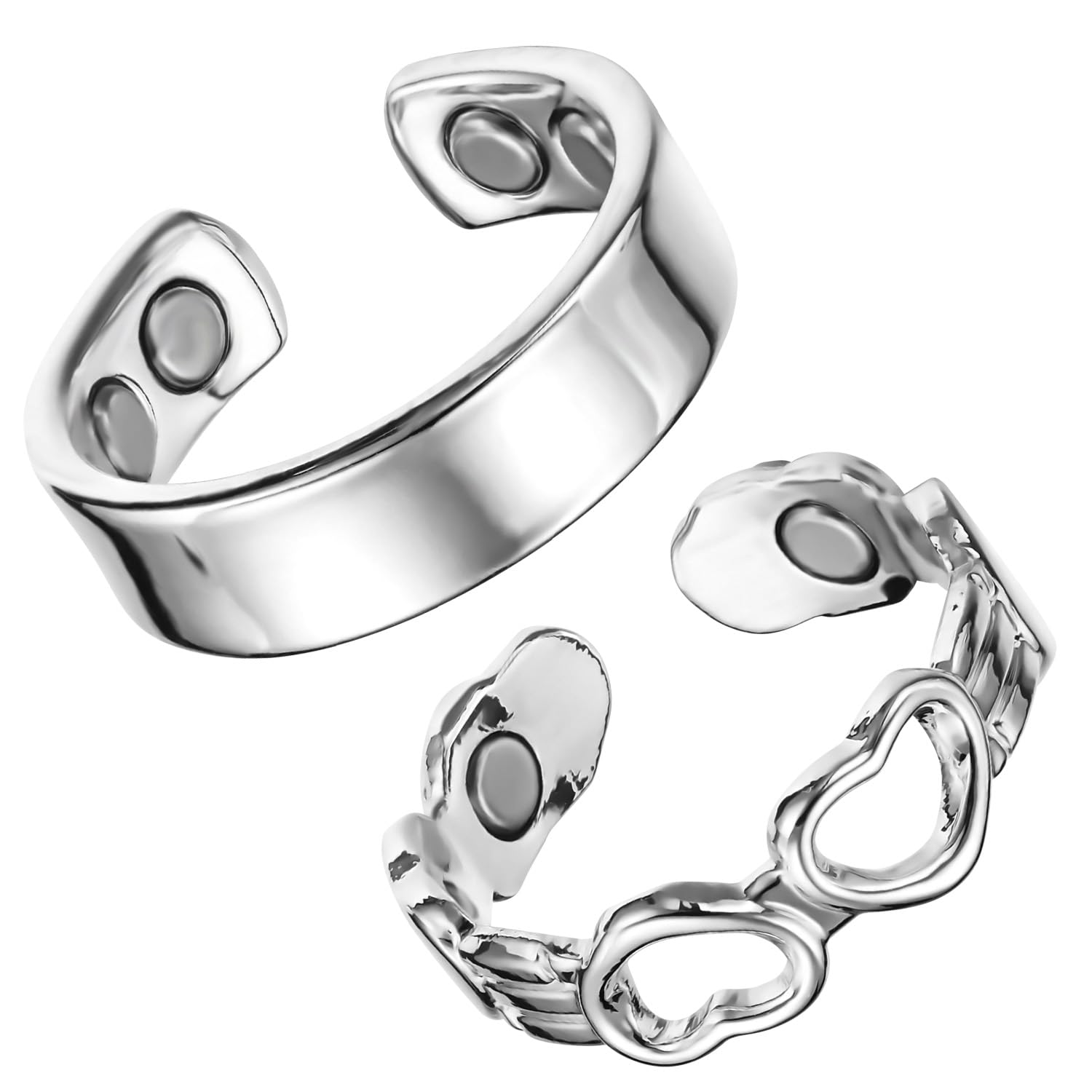 MagEnergy 2PCS Kupferringe für Frauen, 99,99% reines Kupfer magnetischer Daumenring mit Magnet und Schmuck Geschenkbox