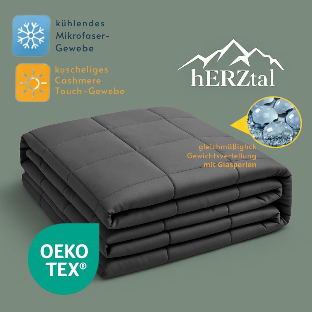 Gewichtsdecke 5kg-8kg 200x135 cm Therapie-Decke mit Glasperlen Oeko-TEX Zertifiziert inkl. Tasche