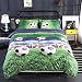 Alicemall 3D Football Bedding Green Lightweight Microfiber Soccer Prints 4 Pieces Kids Sports Duvet Cover Set Full Size, No Comforter