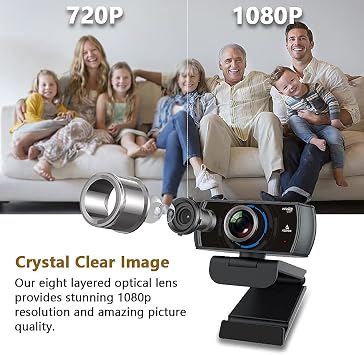NexiGo N980P 1080P 60FPS Webcam with Microphone and Software Control, USB Computer Camera, Built-in Dual Noise Reduction Mics, 120 Wide-Angle for Zoom/Skype/FaceTime/Teams, PC Mac Laptop Desktop