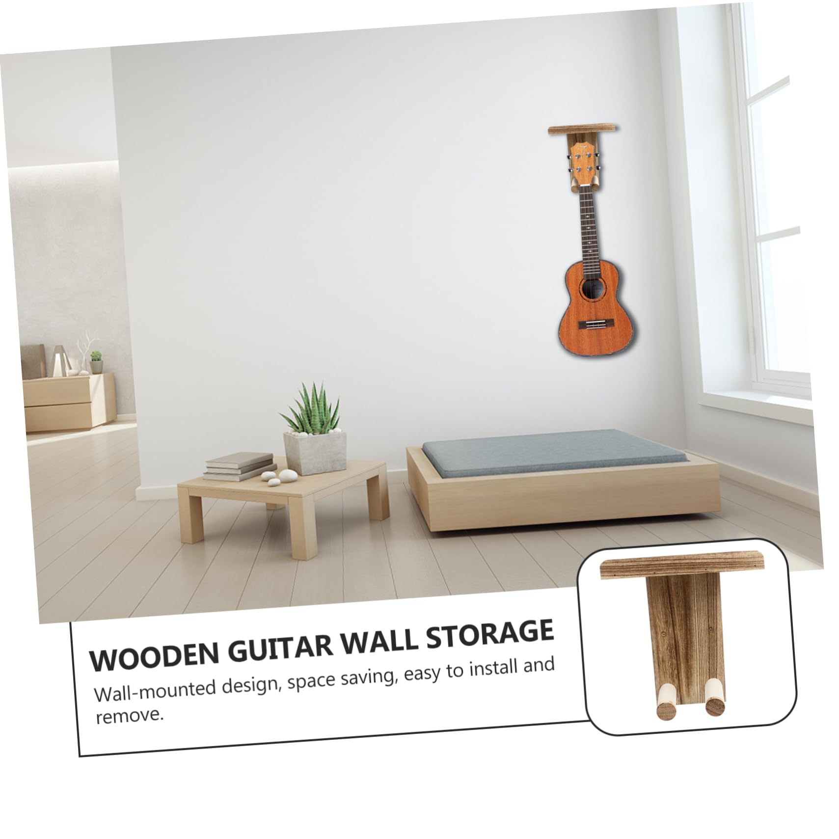 Gancio per Mandolino e Ukulele in Legno 2 Pezzi, a Parete | Rimuovibile Facilità, Soluzione per Negozio di Chitarre, Adatto anche Appartamento Compatto