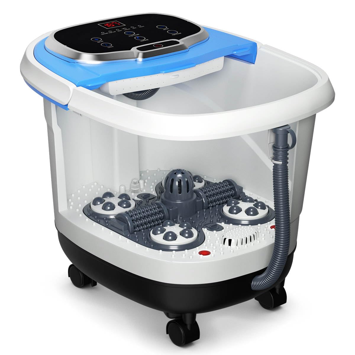 SOARS Fußbad Massagegerät elektrisch, Fußbadewanne mit Abnehmbarer Massagefläche, mobiles Fußmassagegerät mit Heizungs- & Dusch-Funktion, 10-60min Timer, 35-48℃ (Blau)